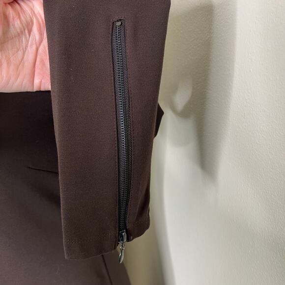 Boston Proper Dress XS Women Brown Turtleneck Minimalist Long Sleeve Ponte New - Picture 7 of 9